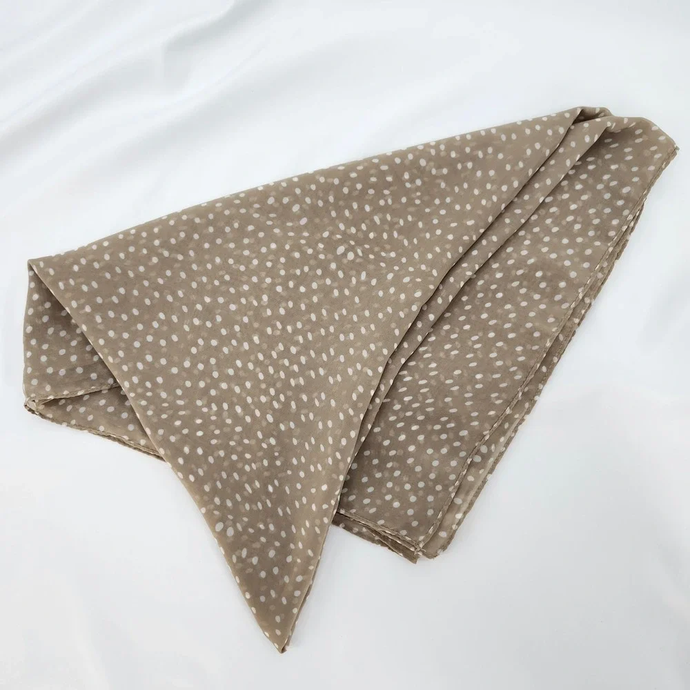 The Limited‎ Tan White Dot Deer Print Scarf Lightweight Sheer Chiffon Old Money